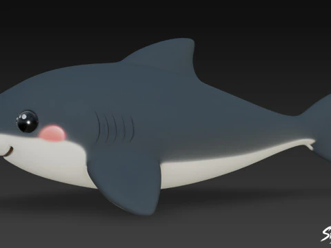 Cartoon Plush Shark 3D Model