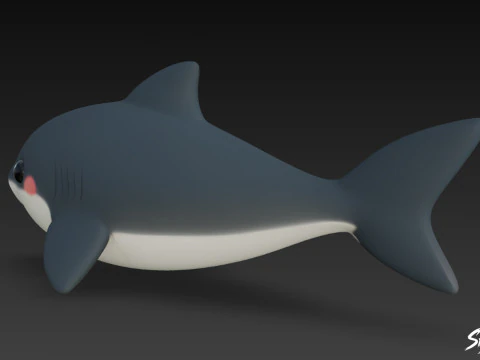 Cartoon Plush Shark 3D Model