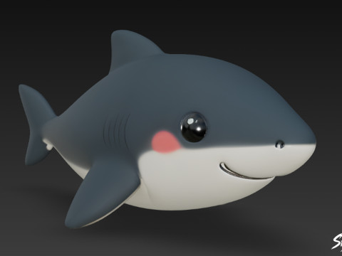 Cartoon pluche haai 3D Model