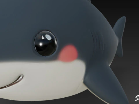 Cartoon Plush Shark 3D Model