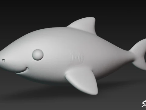 Cartoon Plush Shark 3D Model