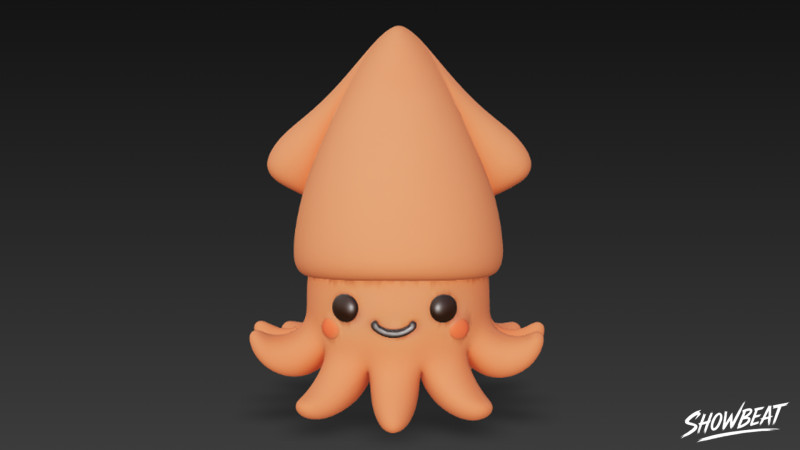 Cartoon-Plüsch-Tintenfisch 3D Modell .c4d .max .obj .3ds .fbx .stl .blend 