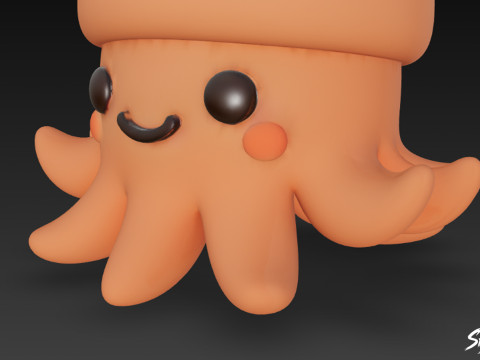 Cartoon-Plüsch-Tintenfisch 3D Modell