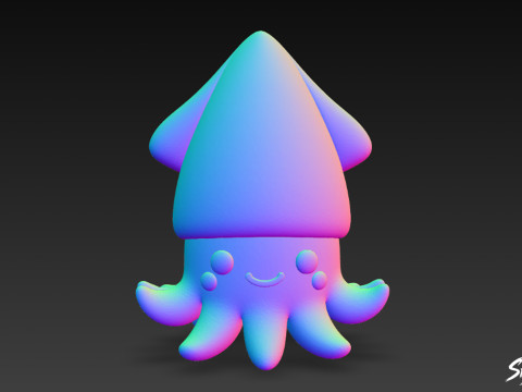 Cartoon-Plüsch-Tintenfisch 3D Modell