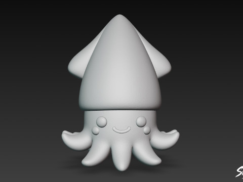 Cartoon-Plüsch-Tintenfisch 3D Modell