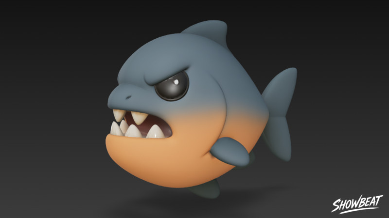 कार्टून आलीशान पिरान्हा 3D मॉडल .c4d .max .obj .3ds .fbx .stl .blend