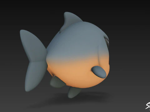 Cartoon Plush Piranha 3D Model