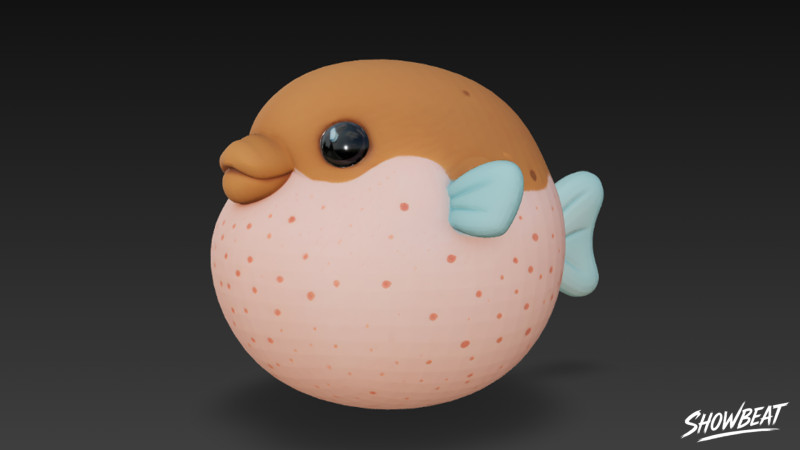 Karikatür Peluş Kirpi Balığı 3D Model .c4d .max .obj .3ds .fbx .stl .blend