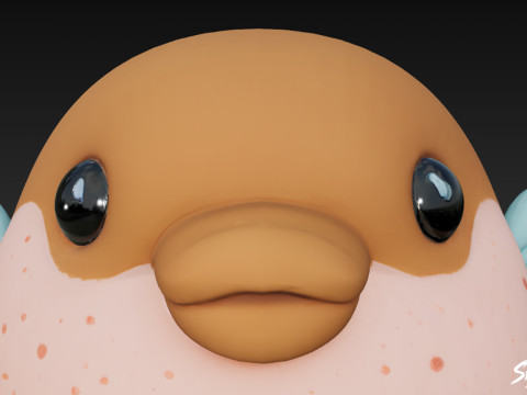 Karikatür Peluş Kirpi Balığı 3D Model