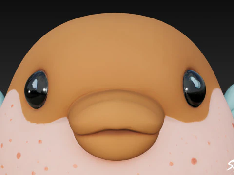 Cartoon Plush Pufferfish 3D Model