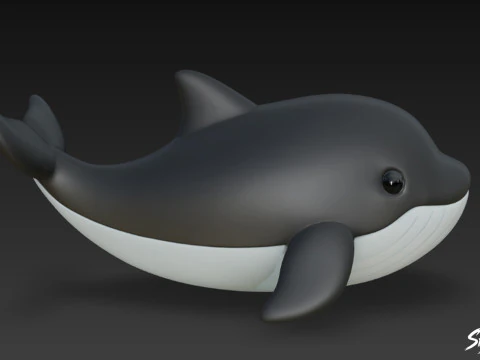 Cartoon Plush Whale 3D Model