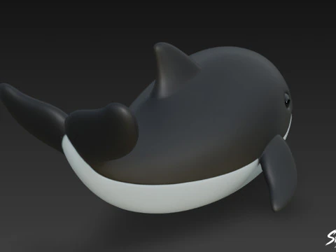 Cartoon Plush Whale 3D Model