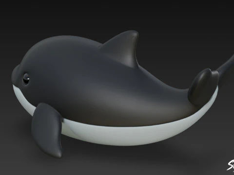 Cartoon Plush Whale 3D Model