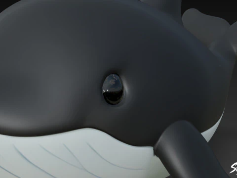Cartoon Plush Whale 3D Model