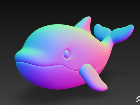 Cartoon Plush Whale 3D Model
