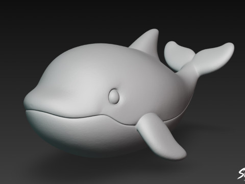 Karikatür Peluş Balina 3D Model