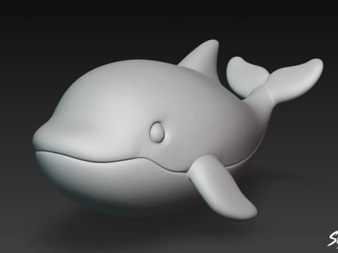 Cartoon Plush Whale 3D Model