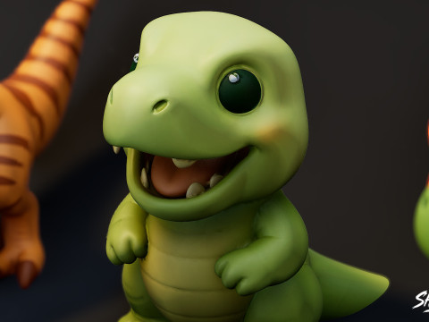 Pakiet pluszowego dinozaura z kreskówek Model 3D