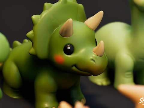 Pakiet pluszowego dinozaura z kreskówek Model 3D