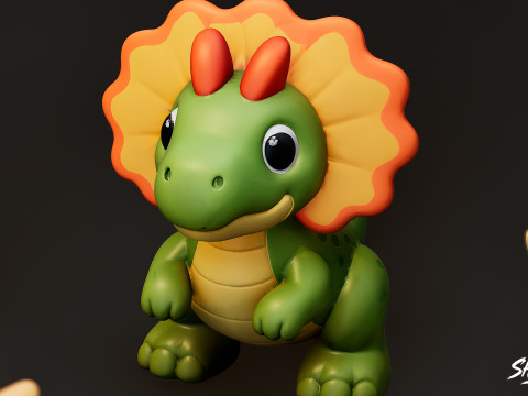 Pakiet pluszowego dinozaura z kreskówek Model 3D