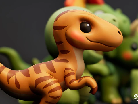 Cartoon Dinosaur Plush Pack 3D Model