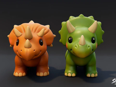 Cartoon Dinosaur Plush Pack 3D Model
