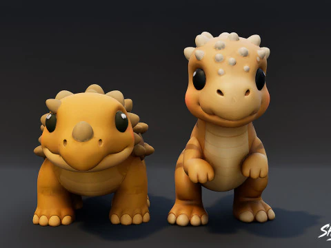 Cartoon Dinosaur Plush Pack 3D Model