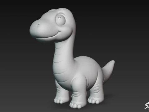 Cartoon Plush Brachiosaurus 3D Model