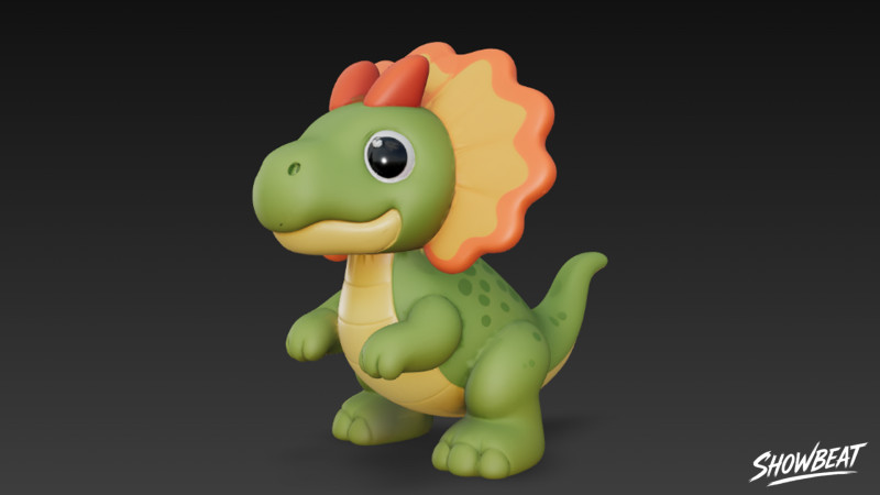 कार्टून आलीशान दिलोफ़ोसॉरस 3D मॉडल .c4d .max .obj .3ds .fbx .stl .blend