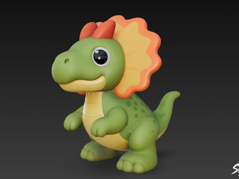 Dilophosaurus de pel&uacute;cia de desenho animado Modelo 3D