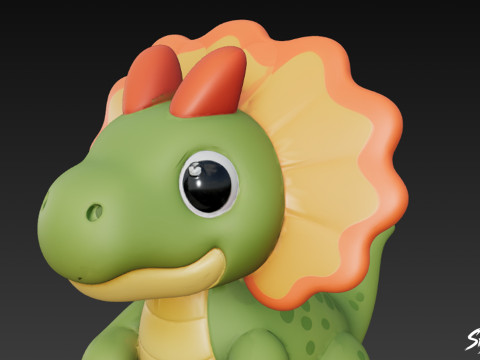कार्टून आलीशान दिलोफ़ोसॉरस 3D मॉडल
