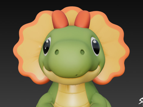 कार्टून आलीशान दिलोफ़ोसॉरस 3D मॉडल