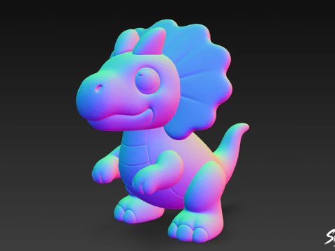 Cartoon Plush Dilophosaurus 3D Model