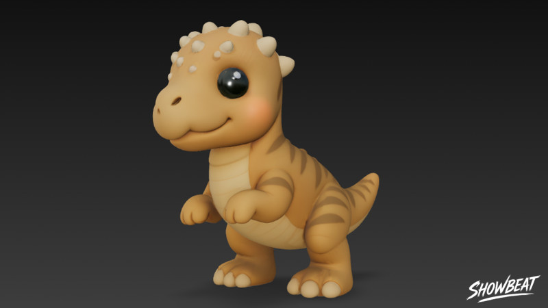 Pachicefalosauro di peluche del fumetto Modello 3D .c4d .max .obj .3ds .fbx .stl .blend