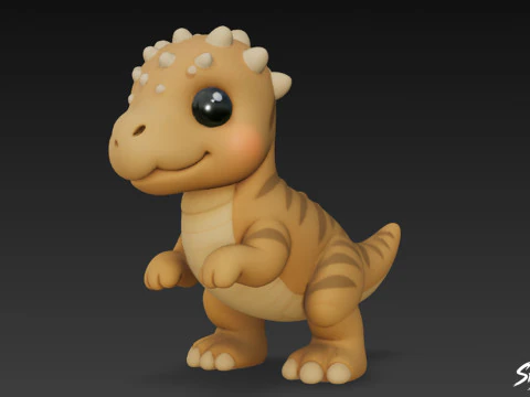 Paquicefalossauro de pel&uacute;cia de desenho animado Modelo 3D