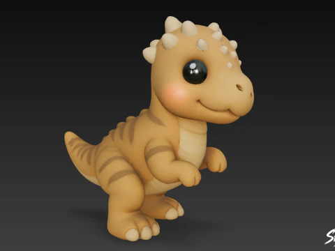 Cartoon Plush Pachycephalosaurus 3D Model