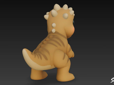 Cartoon Plush Pachycephalosaurus 3D Model