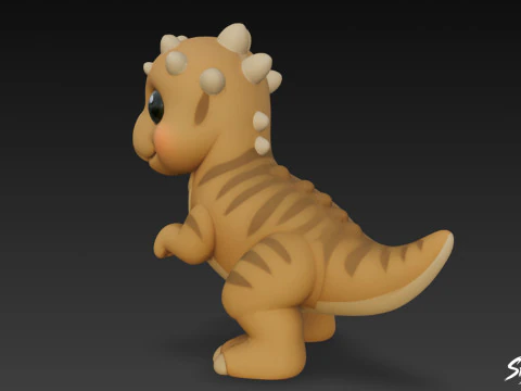Cartoon Plush Pachycephalosaurus 3D Model