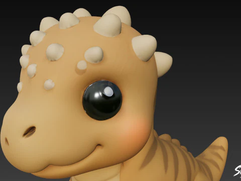 Cartoon Plush Pachycephalosaurus 3D Model
