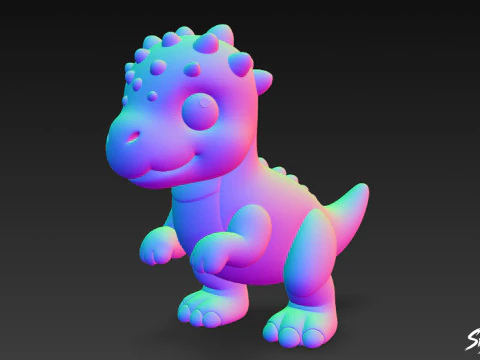 Cartoon Plush Pachycephalosaurus 3D Model