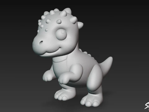 Cartoon Plush Pachycephalosaurus 3D Model