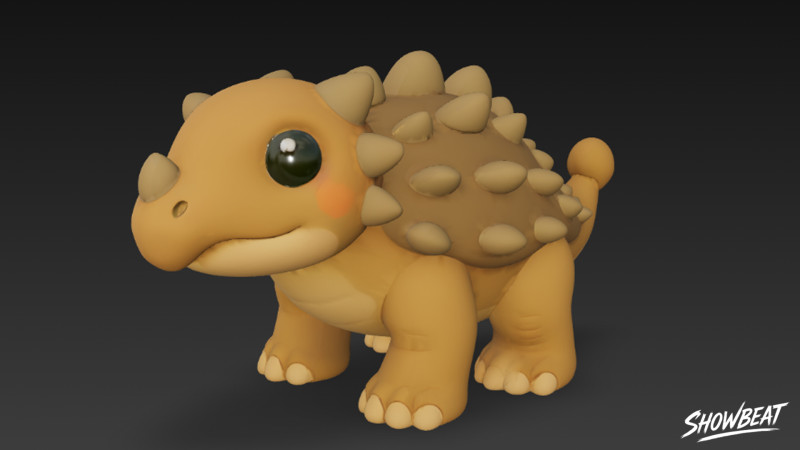 Anchilosauro di peluche cartone animato Modello 3D .c4d .max .obj .3ds .fbx .stl .blend