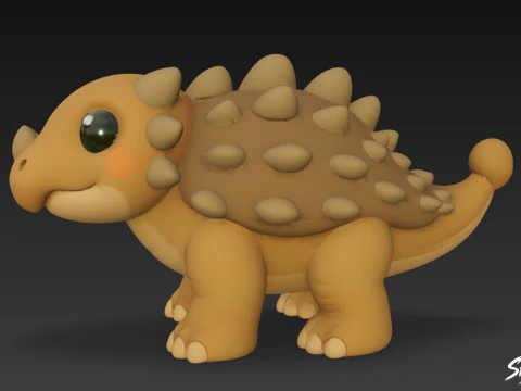 Cartoon Plush Ankylosaurus 3D Model