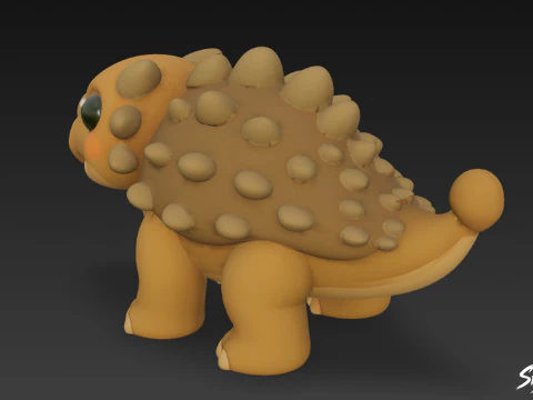 Cartoon Plush Ankylosaurus 3D Model