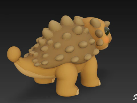 Cartoon Plush Ankylosaurus 3D Model