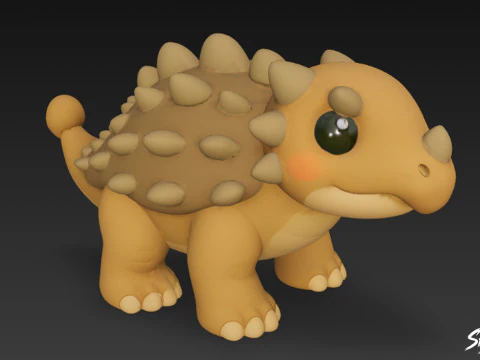 Cartoon Plush Ankylosaurus 3D Model