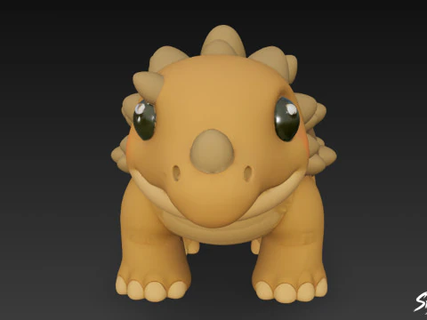 Cartoon Plush Ankylosaurus 3D Model