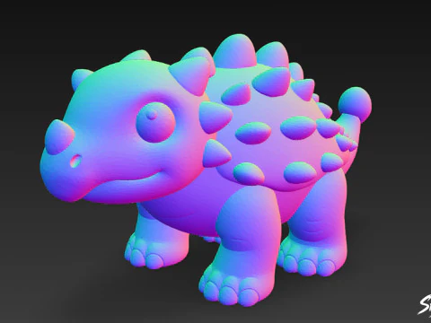 Cartoon Plush Ankylosaurus 3D Model