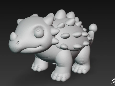 Cartoon Plush Ankylosaurus 3D Model