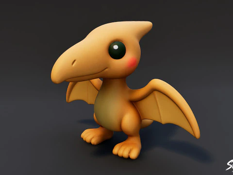 Pteranodonte de pel&uacute;cia de desenho animado Modelo 3D